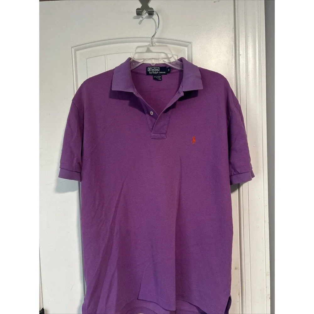 Polo Ralph Lauren Polo Shirt Purple Men's M Short Sleeve Red Pony Soft Cotton